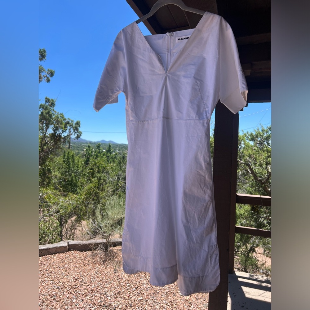 Jil Sander Cotton Poplin Shirt Dress with Pockets Made in Italy NWOT size 38